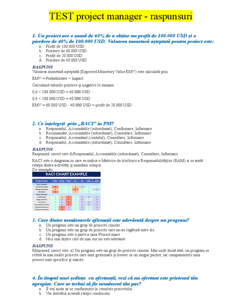TEST PM Raspuns | PDF