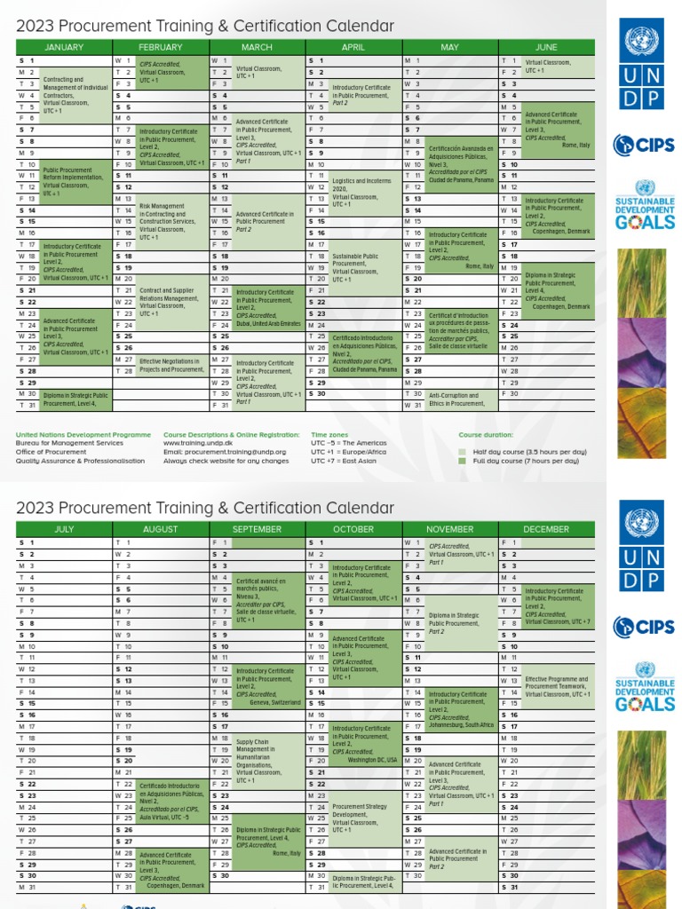 2023 Calendar UNDP CIPS Training & Certification | PDF | Procurement ...