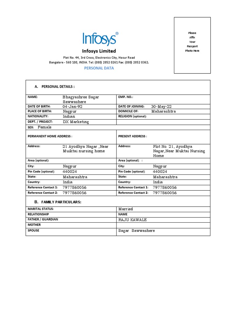 Personal Data FormApproved On03 Jun 2022 | PDF