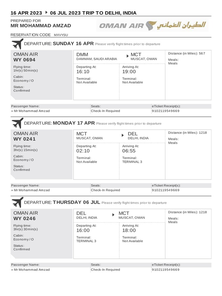 Oman Air DMM MCT MR Mohammad Amzad PDF Civil Aviation Aviation