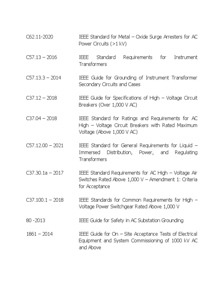 IEEE Standards for High-Voltage Equipment | PDF | Electrical Substation ...