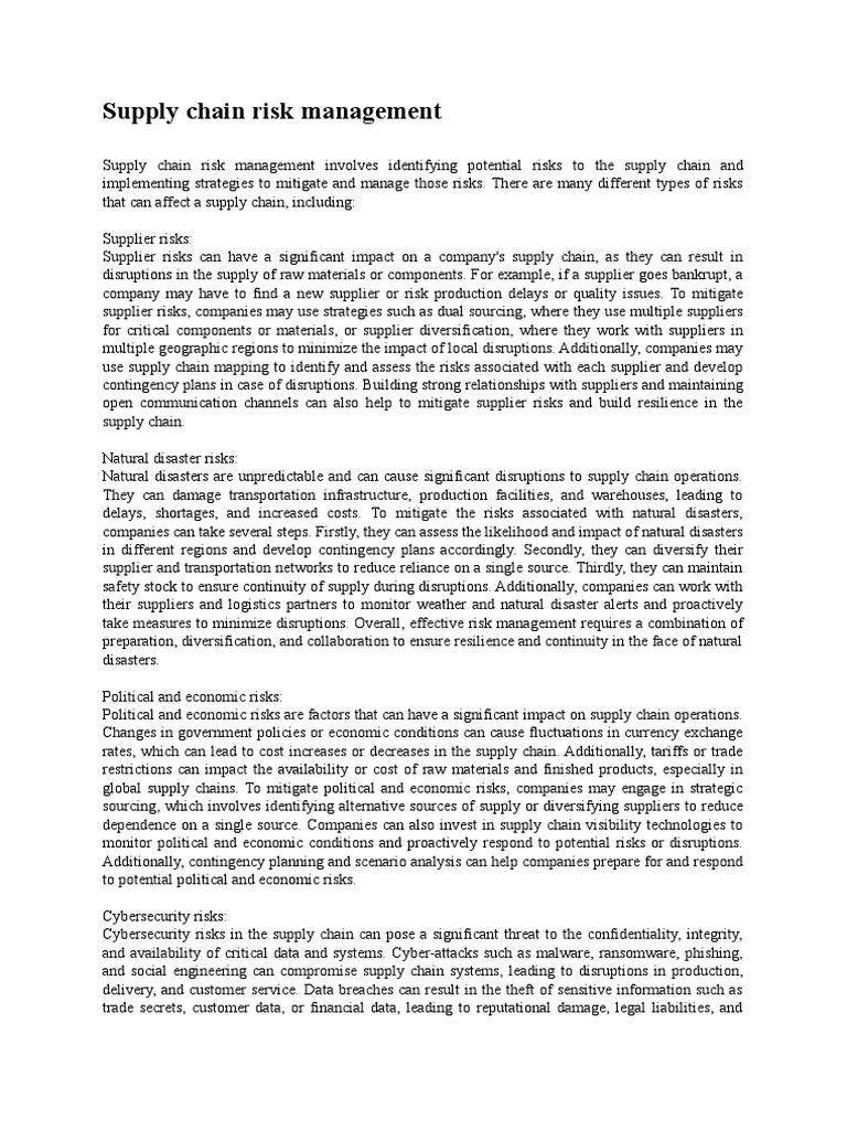 7.supply Chain Risk Management | PDF | Risk Management | Supply Chain