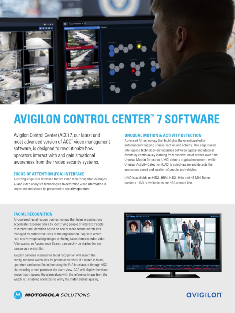 Avigilon Control Center 7 Software Unusual Motion & Activity Detection PDF Cryptography