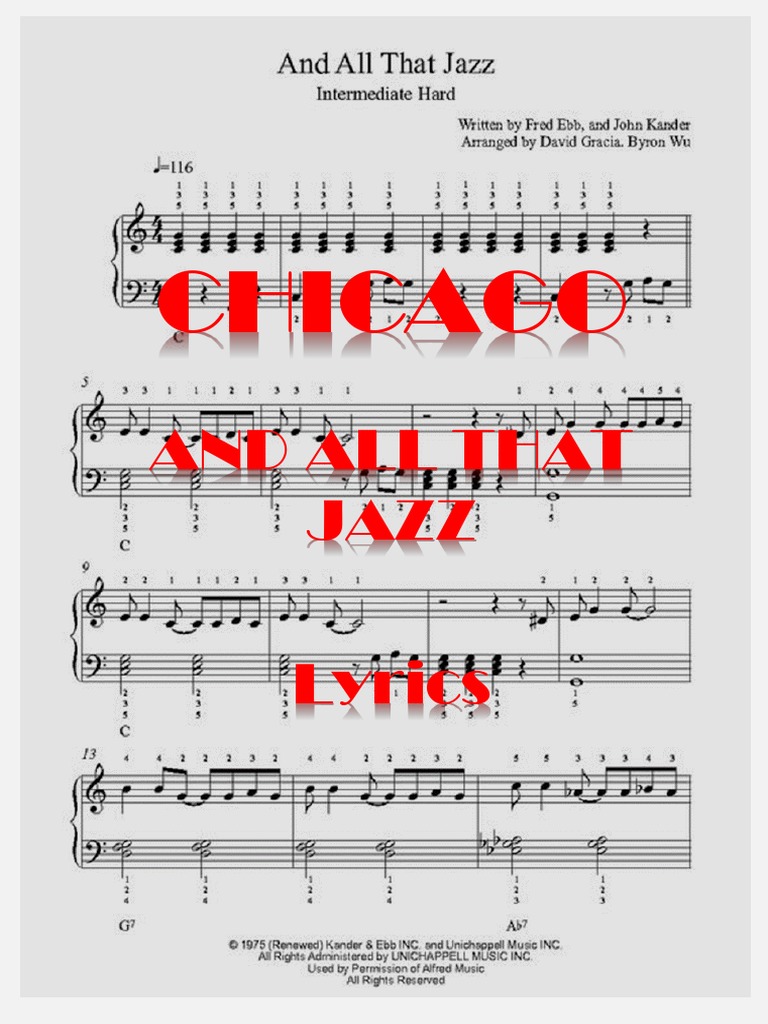 CHICAGO and All That Jazz Lyrics PDF