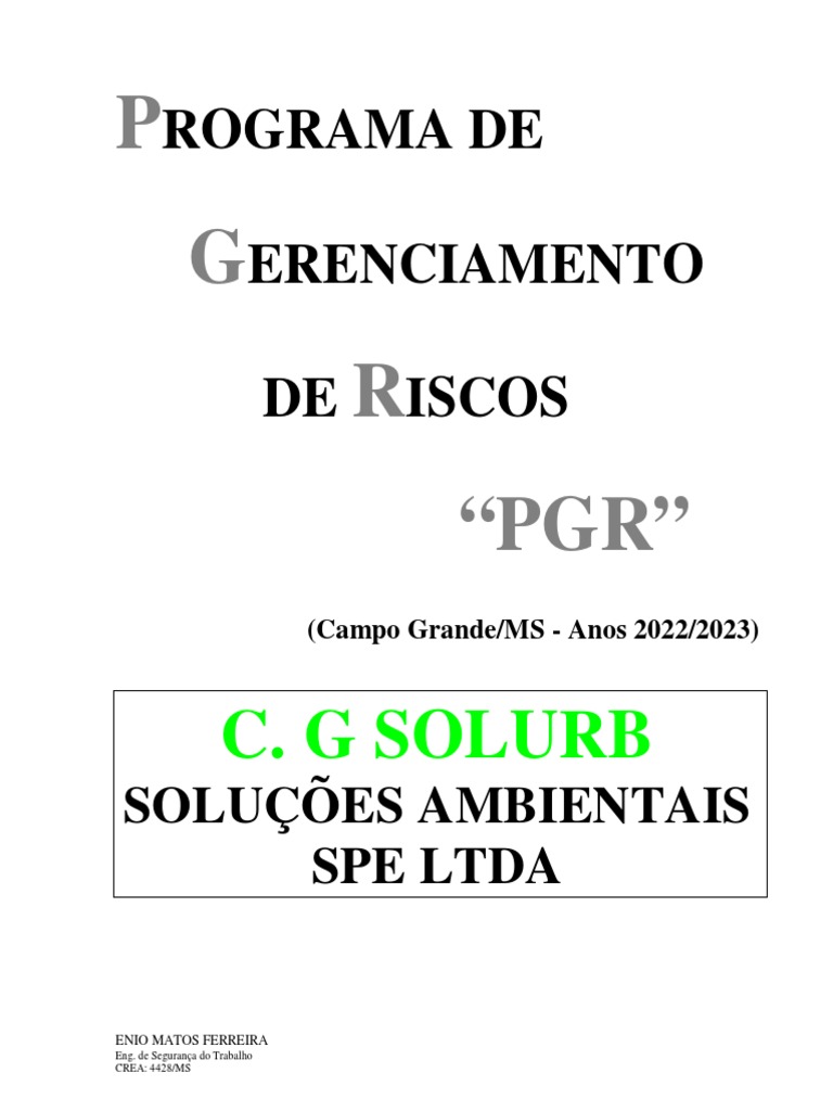 Programa de Gerenciamento de Riscos PGR 2022/2023 | PDF | Segurança e ...