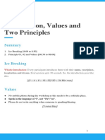 Introduction, Values and Two Principles: Session Plan