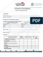 Fiche D'évaluation Du Stage Obligatoire: Annexe À La Convention de Stage