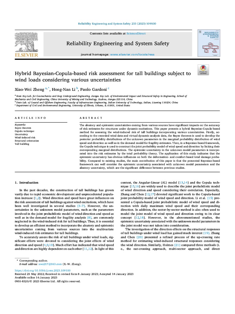 Hybrid Bayesian-Copula-based Risk Assessment For Tall Buildings Subject ...