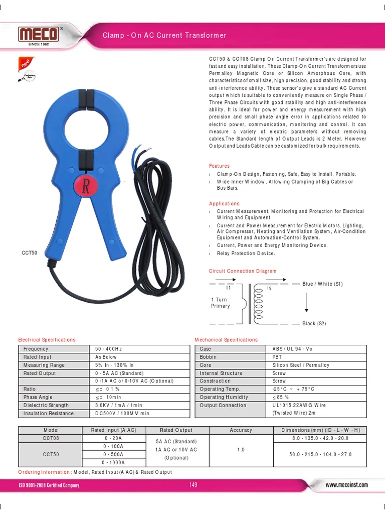 Clamp - On AC Current Transformer: Features | Download Free PDF ...