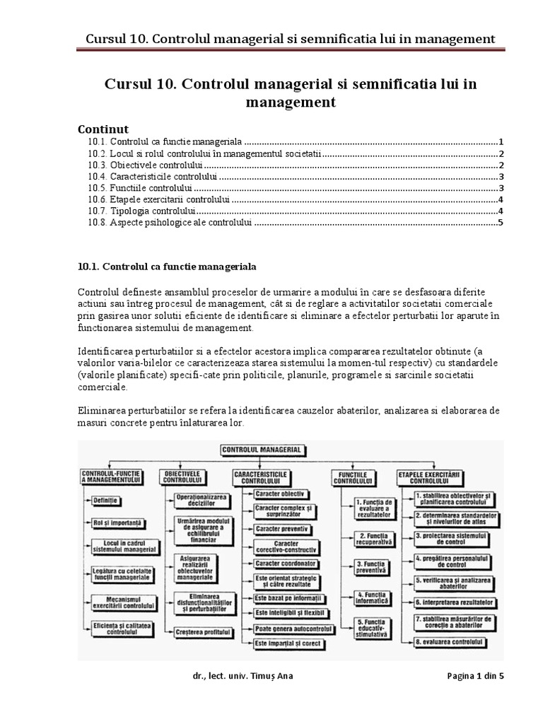 Curs - 10 - Controlul Managerial | PDF