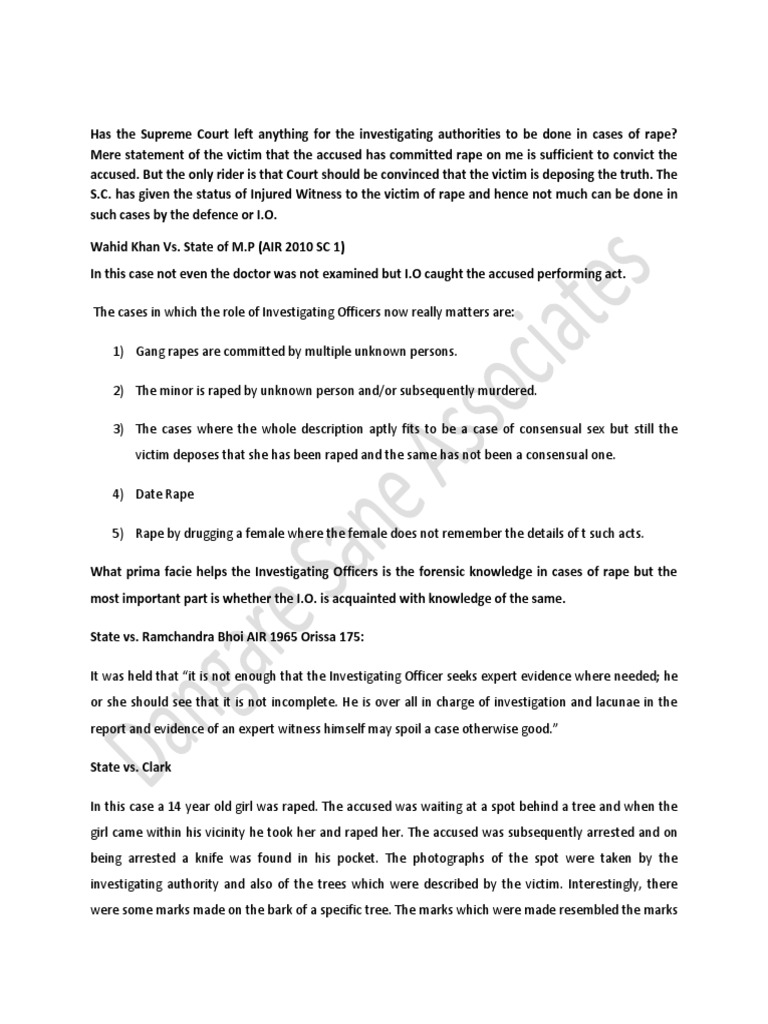 Supreme Court Rape Case Investigations | PDF | Sexual Harassment | Rape