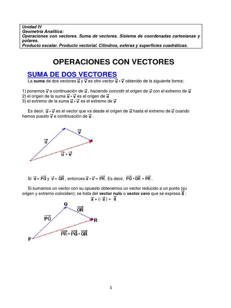 Suma y Resta de Vectores en R3 | PDF | Vector Euclidiano | Escalar ...