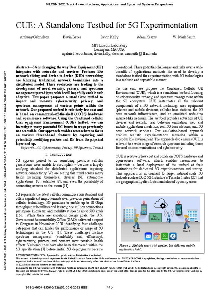 CUE A Standalone Testbed For 5G Experimentation | PDF | Computer ...