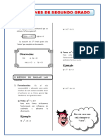 Ecuaciones de Segundo Grado para Tercero de Secundaria