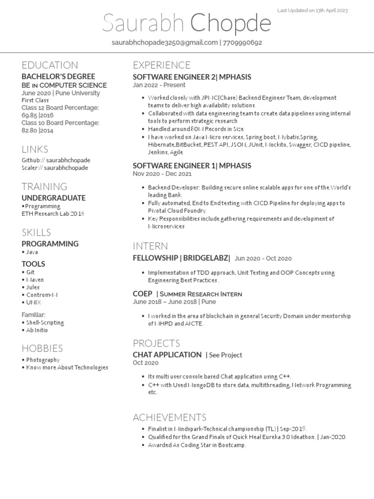 Saurabh Chopde's Software Engineering Profile | PDF | Cloud Computing ...