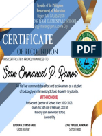 Of Recognition: Certificate