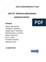 Arts of Medieval, Renaissance, Baroque, Period: Music and Arts-Performance Task