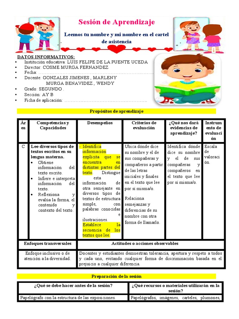 Cartel de Asistencia para Primer Grado | PDF | Evaluación | Cognición