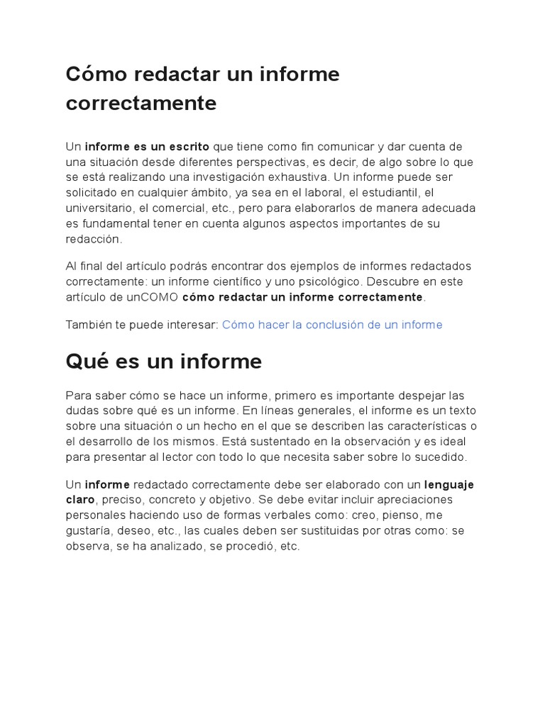 Guía para redactar un informe eficaz | PDF | Evaluación | Comunicación
