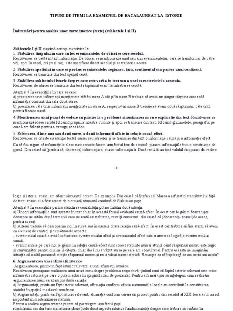 Tipuri de Itemi La Examenul de Bacalaureat La Istorie | PDF