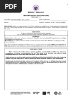 RPMS SY 2021-2022: Teacher Reflection Form (TRF)