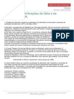 Exercícios de Unificações Da Itália e Da Alemanha e EUA: História