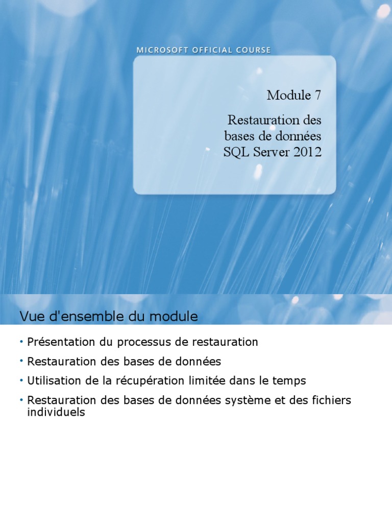 Restauration des bases de données SQL Server | PDF | Sauvegarde ...