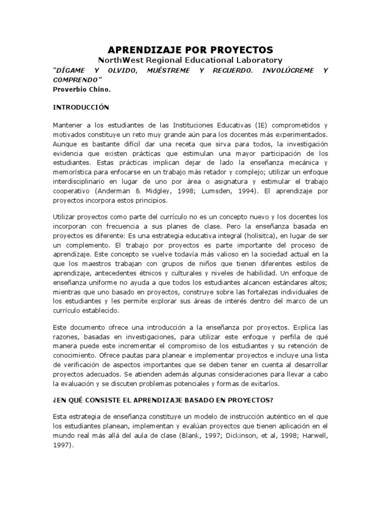 Aprendizaje Por Proyectos | PDF | Constructivismo (filosofía de la ...