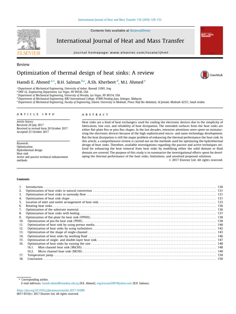 Heat Sink Thermal Design Optimization | PDF | Heat Transfer | Heat ...