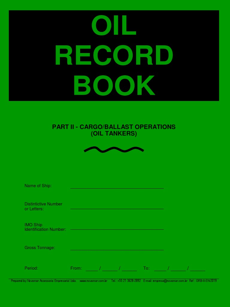 Oil Record Book Part II PDF Oil Tanker Ships