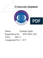 COMSATS University Islamabad: Name: Zeeshan Qadir