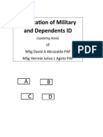 Application of Military and Dependents ID: A B C D