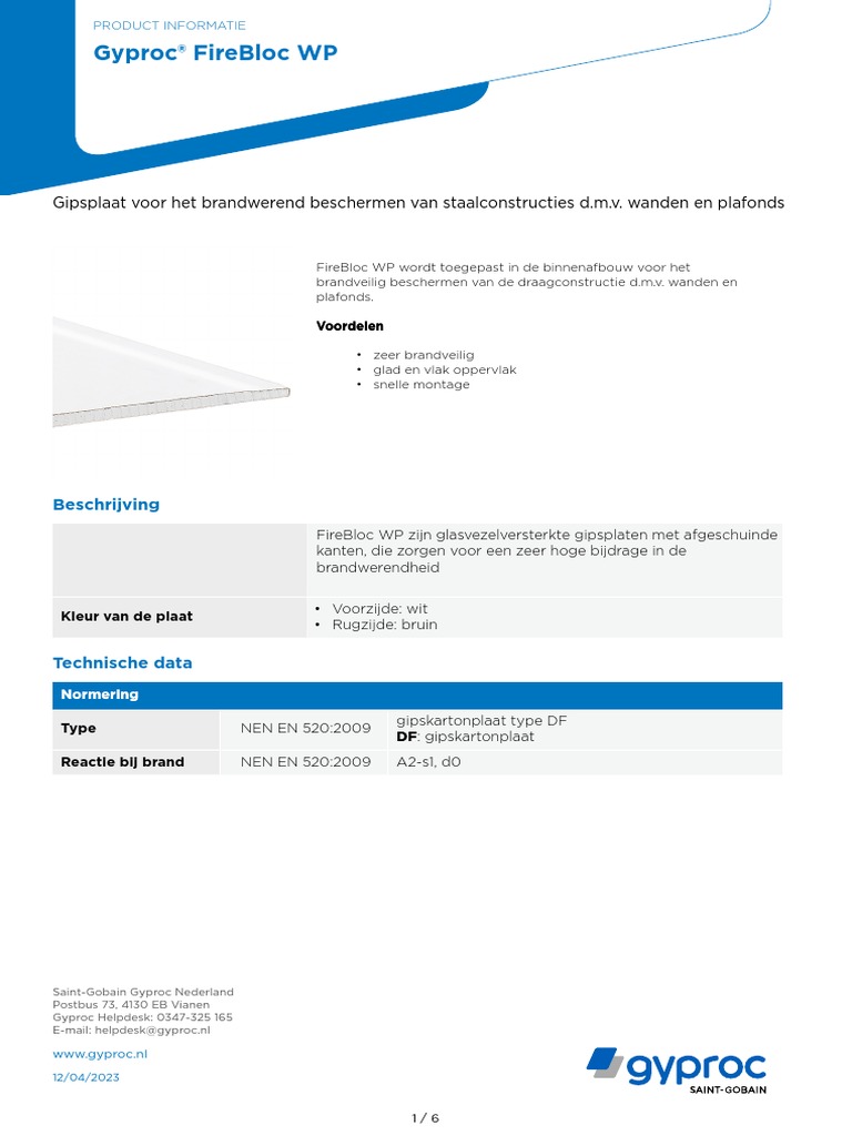 Gyproc Firebloc WP | PDF
