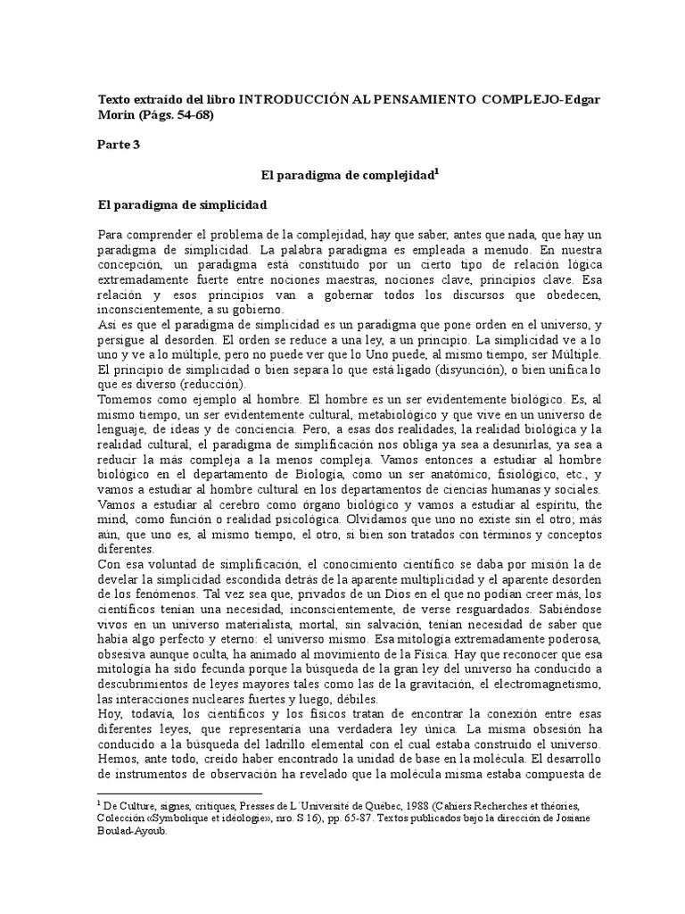 Paradigma de Complejidad en Morin | PDF | Biología | Reproducción