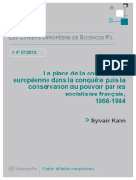 La Place de La Construction Européenne Dans La Conquête Puis La Conservation Du Pouvoir Par Les Socialistes Français, 1966-1984