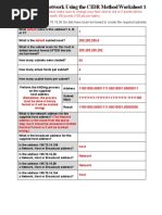 Subnetting A Network Using The CIDR Method Worksheet 1