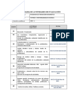 Cronograma de Actividades de Evaluación Tutoría V