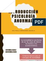 Introducción Psicología Anormal: MSC Paola Hernandez-Agurcia