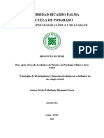 Universidad Ricardo Palma Escuela de Posgrado: Maestría en Psicología Clínica Y de La Salud