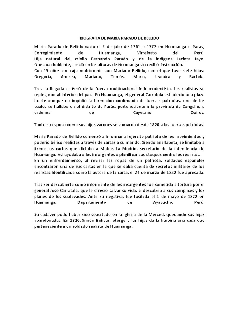 Biografia de María Parado de Bellido | PDF