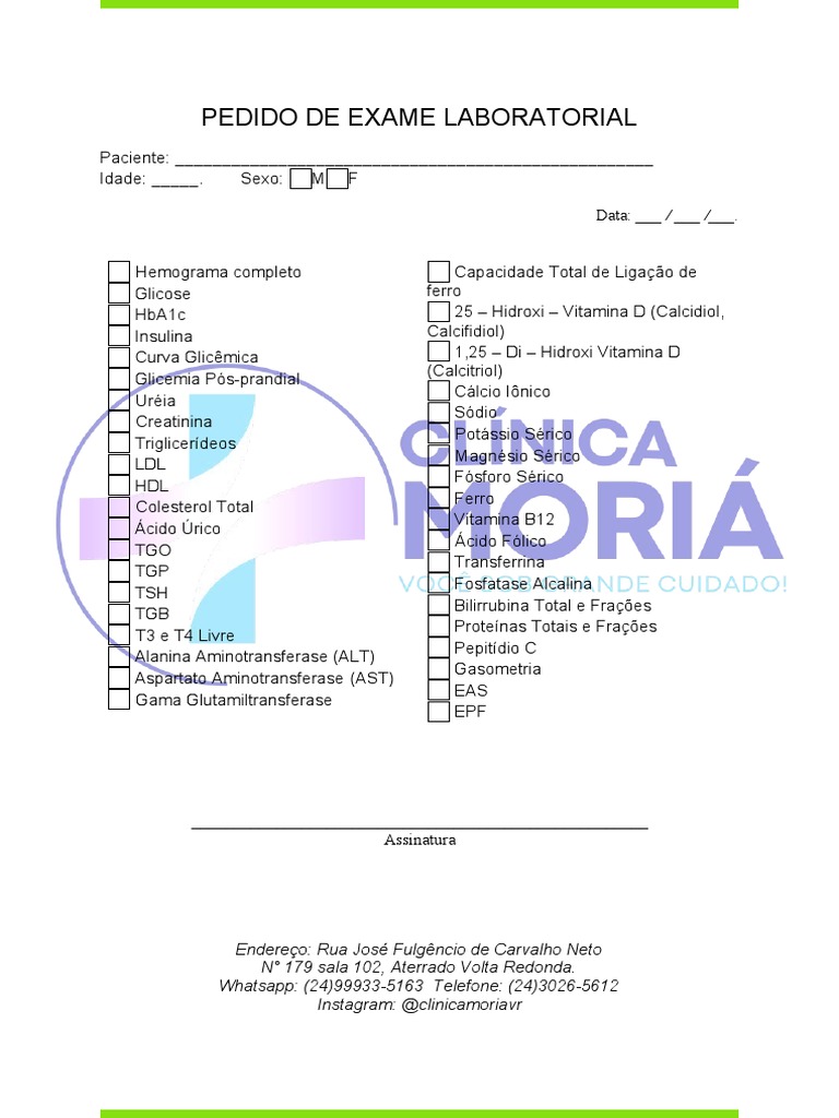Pedido de Exame Laboratorial Completo | PDF