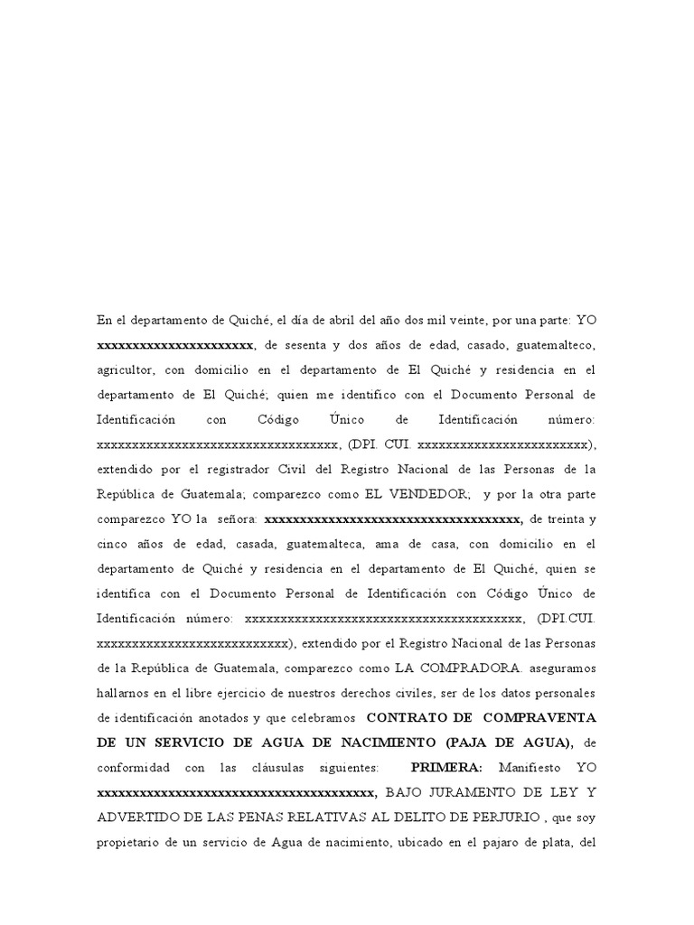 Contrato de Compraventa de Agua en Quiché | PDF | Guatemala | Justicia