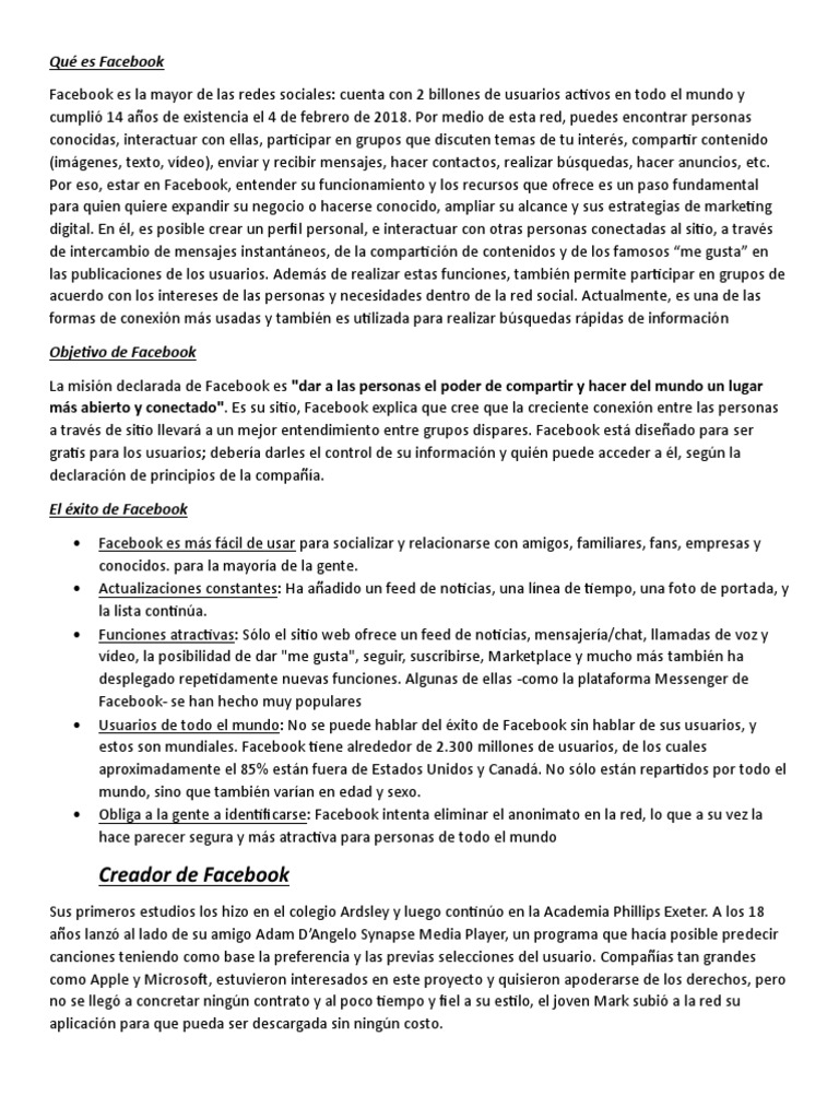 Qué Es Facebook | PDF | Facebook | Servicio de redes sociales