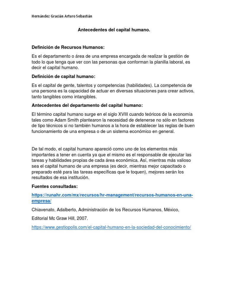 Antecedentes Del Capital Humano | PDF