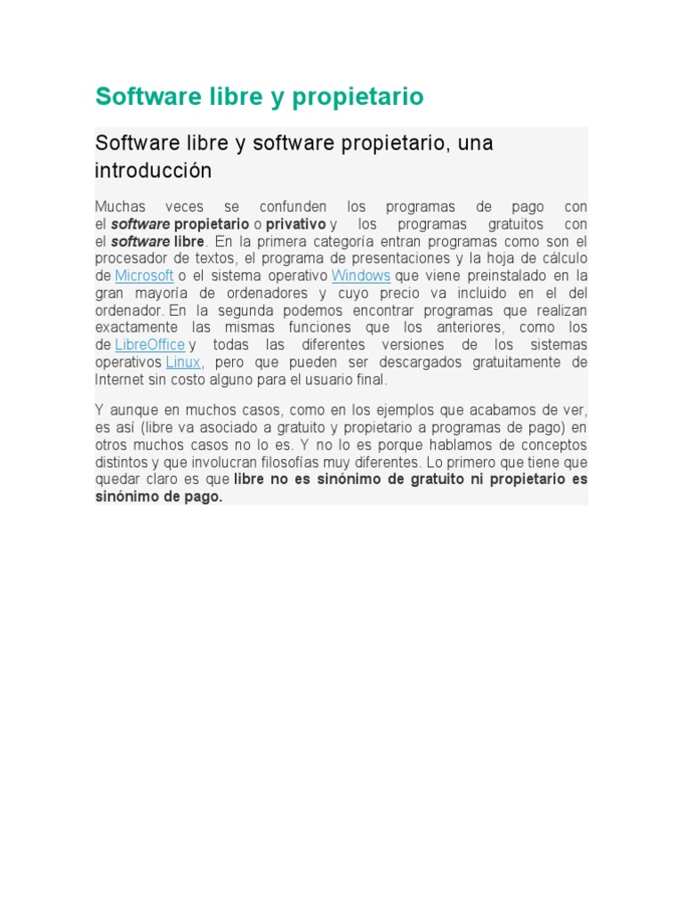Software Libre y Propietario | PDF | Software libre | Ñu