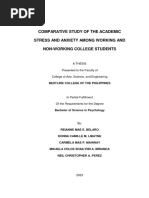 Comparative Study of The Academic Stress and Anxiety Among Working and Non-Working College Students