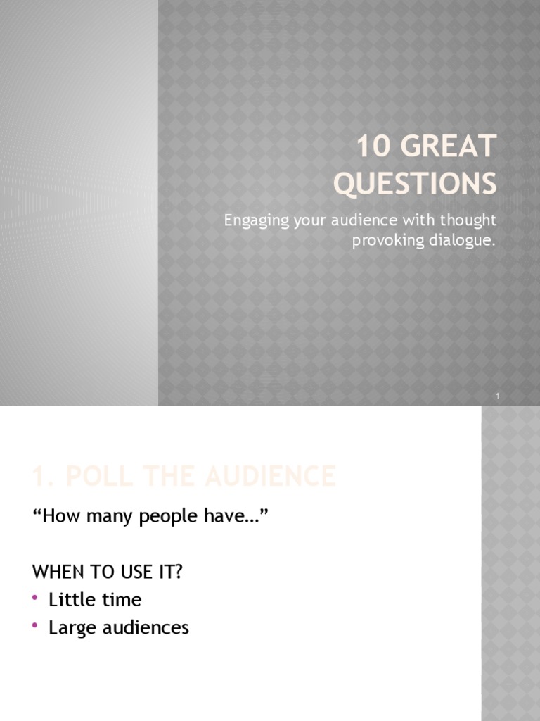 10 Great Questions For Presentations PDF Cognitive Psychology