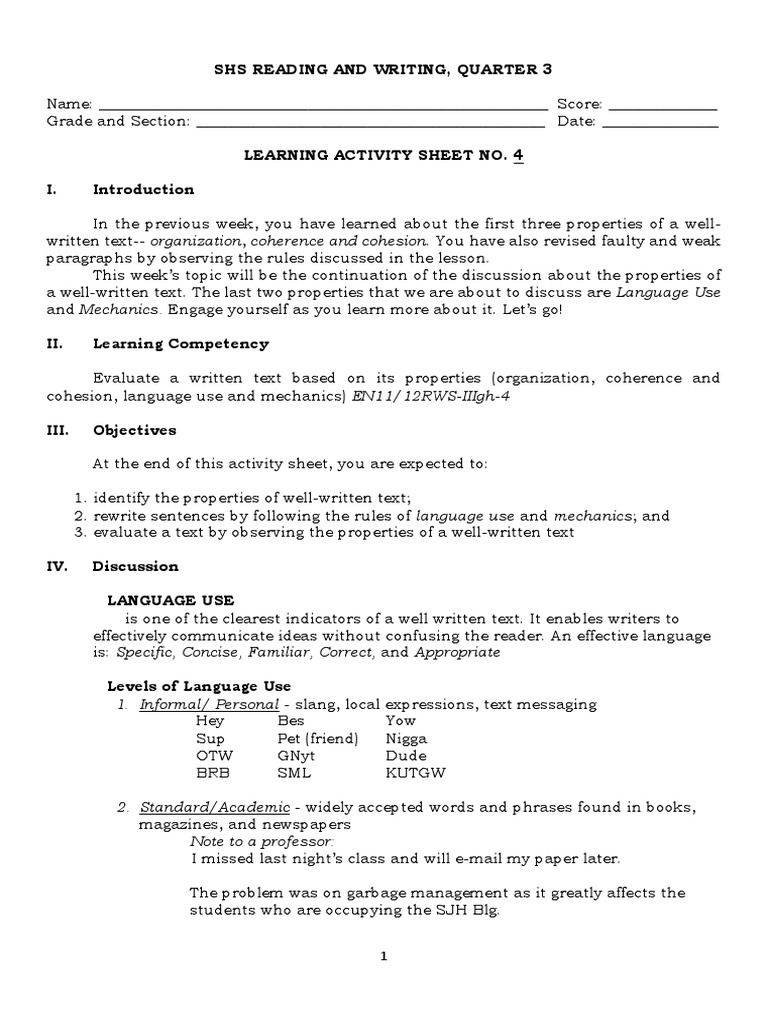 Language Use and Mechanics in Writing | PDF | Comma | Punctuation