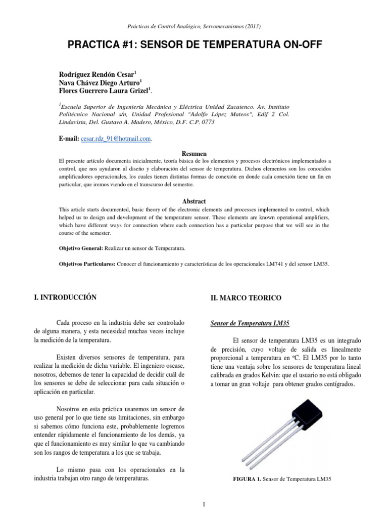 Control de Temperatura con LM35 y AO | PDF | Amplificador | Sensor