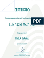 Certificado Luis Angel Meza Ore: Franja Naranja